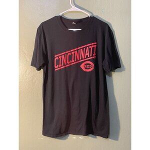 CINCINNATI REDS Large T-Shirt Americana MLB Baseball Sports Black  Red Lettering